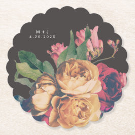 Donker Roos Botanische Fete Wedding Table Onderzet Kartonnen Onderzetters