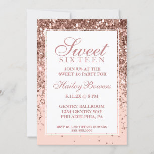 Donker Roos Gold Glitter Fab Sweet Sixteen Kaart