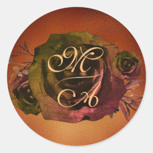 Donker Roos Gothic Monogram Bruiloft Sticker