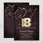 Donker Roos Gotische Bourgogne 18e Verjaardag Kaart (Voorkant / Achterkant)