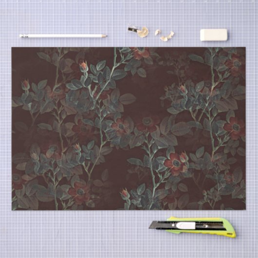 Donker Roos Gotische Roos Buds Decoupage Tissuepapier (Craft)