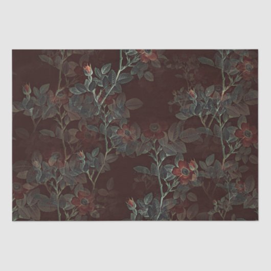 Donker Roos Gotische Roos Buds Decoupage Tissuepapier (Voorkant)
