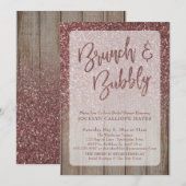 Donker Roos Gouden Glitter Schuur Hout Brunch & Bu Kaart (Voorkant / Achterkant)