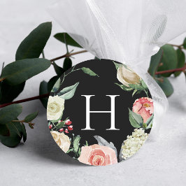 Donker Roos | Monogram Wedding Envelope Seal Ronde Sticker