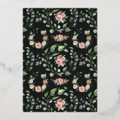 Donker Roos | Romantische lente-Floral bruiloft Folie Uitnodiging (Achterkant)