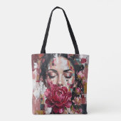 Donker Roze Bloemen Vrouw Tote Bag (Achterkant)
