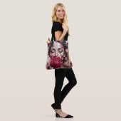 Donker Roze Bloemen Vrouw Tote Bag (Op model)