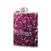 Donker roze glitterspikkels Princess Personaliseer Heupfles (Links)