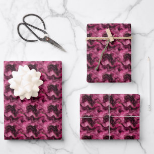 Donker Roze & Gouden Marmer Inpakpapier Vel