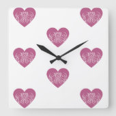 Donker Roze Hart Tiener Meisje Ideeën Vierkante Klok (Voorkant)