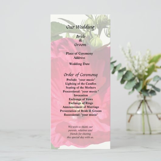 Donker Roze Hibiscus Programmakaart (Staand voorkant)