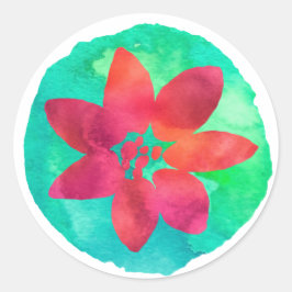 Donker Roze Meerkleurige Tropische Bloem Ronde Sticker