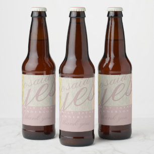 Donker Roze Moderne Bruiloftsdans THANK YOU Klassi Bier Etiket