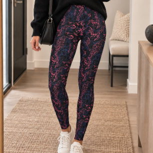 Donker Roze Paarse Dierenprint Leggings