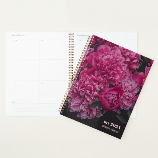 Donker Roze Pioen Dromen aangepaste tekst & initia Planner (Display)