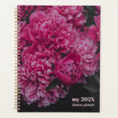 Donker Roze Pioen Dromen aangepaste tekst & initia Planner (Voorkant)