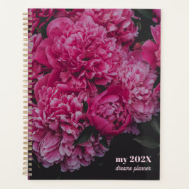 Donker Roze Pioen Dromen aangepaste tekst & initia Planner