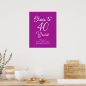 Donker Roze Proost 40 Jaar 40ste Verjaardag Welkom Poster (Keuken)