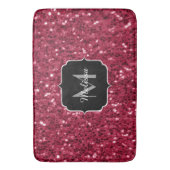 Donker roze rood magenta nepschitterende Monogram Badmat (Voorkant Verticaal)