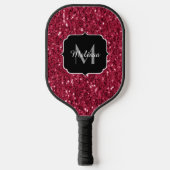 Donker roze rood magenta nepschittering Monogram Pickleball Paddle (Voorkant)