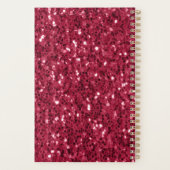 Donker roze rood magenta nepschittering Monogram Planner (Achterkant)