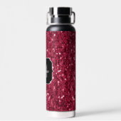 Donker roze rood magenta nepschittering Monogram Waterfles (Achterkant)