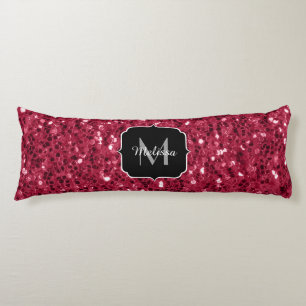 Donker roze rood magenta nepschittertjes Monogram Lichaamskussen