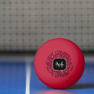 Donker roze rood magenta nepschittertjes Monogram Pingpongbal