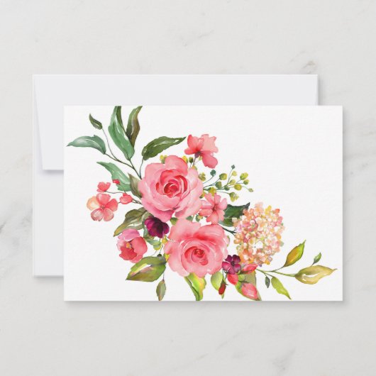 Donker Roze Rozen Stof Roze Trouw RSVP Uitnodigin Kaart (Achterkant)