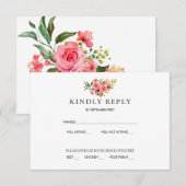 Donker Roze Rozen Stof Roze Trouw RSVP Uitnodigin Kaart (Voorkant / Achterkant)