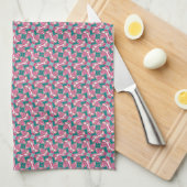 Donker Roze + Teal Abstract Patroon Theedoek (Quarter Fold)