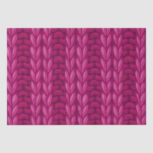 Donker Roze Winter Breipatroon Tissuepapier (Voorkant)