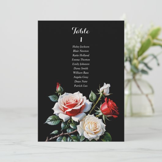 Donker roze witte rode roos zithoek kaart (Staand voorkant)