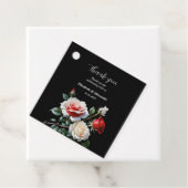 Donker  roze witte rode rozen bloemenbruiloft bedankjes labels (In situ)