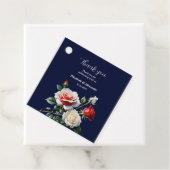 Donker  roze witte rode rozen bloemenbruiloft bedankjes labels (In situ)