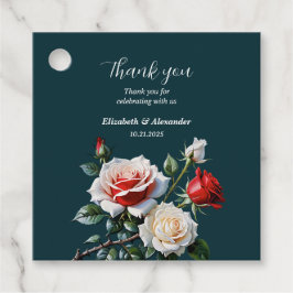 Donker  roze witte rode rozen bloemenbruiloft bedankjes labels