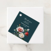 Donker  roze witte rode rozen bloemenbruiloft bedankjes labels (In situ)