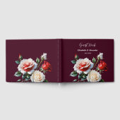 Donker  roze witte rode rozen bloemenbruiloft gastenboek (Volledig)