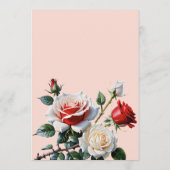 Donker roze witte rode rozen bloemenbruiloft menu (Achterkant)