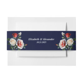 Donker  roze witte rode rozen bloemenbruiloft uitnodigingen wikkel