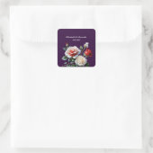 Donker  roze witte rode rozen bloemenbruiloft vierkante sticker (Tas)