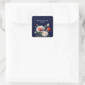 Donker roze witte rode rozen bloemenbruiloft vierkante sticker (Tas)