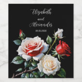 Donker  roze witte rode rozen bloemenbruiloft wijn etiket (Enkel label)