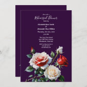 Donker roze witte rozen Repetitie diner Kaart (Voorkant / Achterkant)