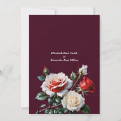 Donker  roze witte rozen Repetitie diner Kaart (Achterkant)