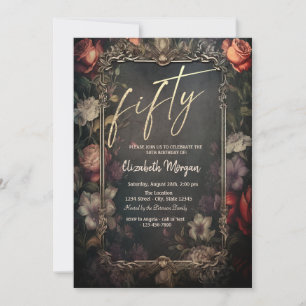  Donker Rozen Gotisch 50e Verjaardag Kaart