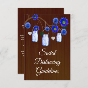 Donker Rustiek Blauw Bloemen Mason Jar Veiligheids Informatiekaartje