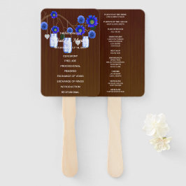 Donker Rustiek Blauw Bloemen Mason Jars Bruiloft Handwaaier