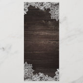 Donker Rustiek Hout & Elegante Kant Trouwmenu Menu (Achterkant)