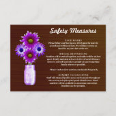Donker Rustiek Paarse Bloemen Mason Jar Veiligheid Informatiekaartje (Voorkant)